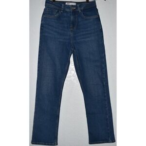 Zara 4 Straight Leg Denim Jeans High Rise Medium Wash Cotton Stretch 5-pocket